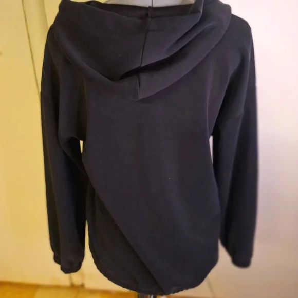 Orange Kiss Black Sweatshirt W/Butterfly, Hooded with Tie.      Size Med - Picture 6 of 9